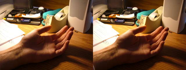 My hand, on my desk.  This was just a test to see if I could hold still properly.