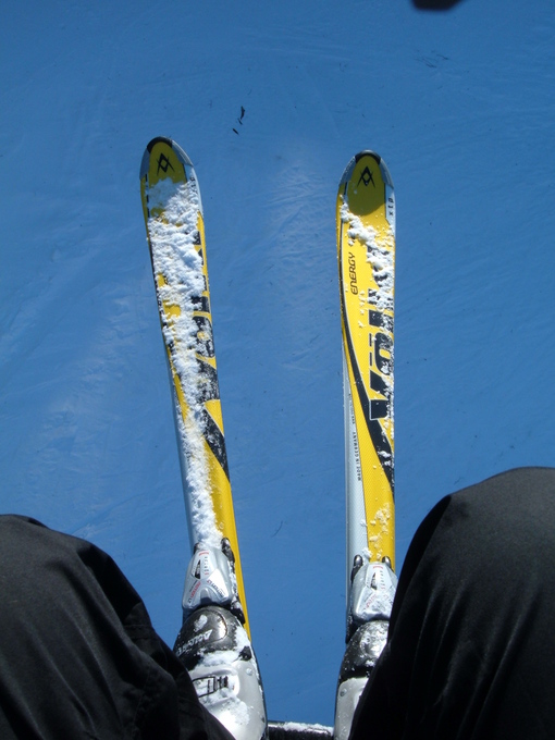 Yes, I took many gratuitous shots of my new skis today.