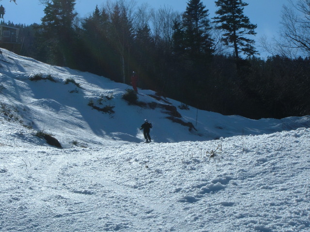 Mel sprinting towards the jump