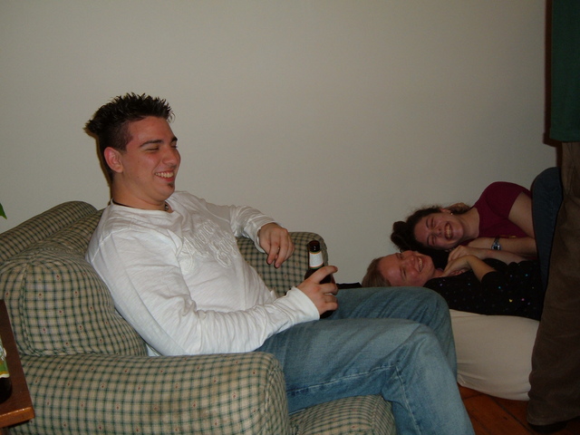 AJ (and pretty much everyone else) was finding Kat and Katie quite amusing.